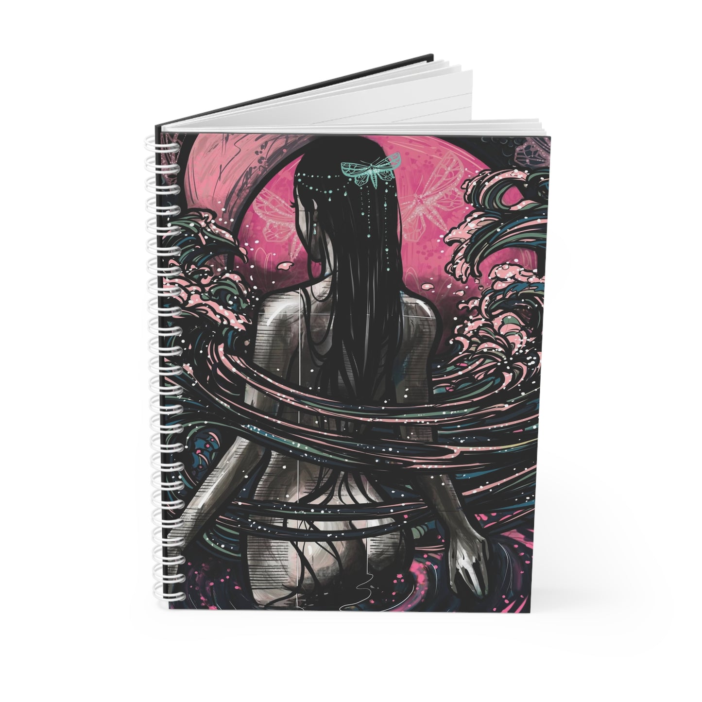Lune Mystique et Vagues Éthérées - Carnet à Spirale Inspiré