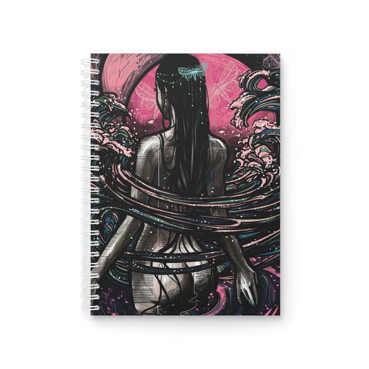 Lune Mystique et Vagues Éthérées - Carnet à Spirale Inspiré